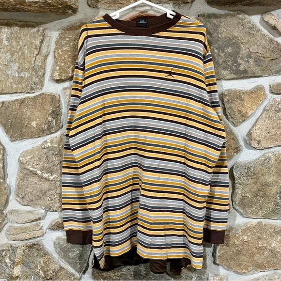 Jordan Other - Mustard Yellow/Brown Striped Long Sleeve Jordan Long Sleeve Waffle Knit Shirt